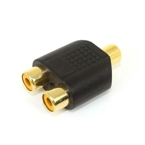 BuySKU67806 AV 1 Female to 2 Female Splitter Coupler Adapter for RCA/AV (Black)