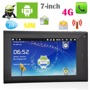 Allwinner A10 1.5GHz 512M/4G Android 4.0 One SIM Quadband 7-inch Capacitive Screen Tablet PC with WiFi Camera Bluetooth 