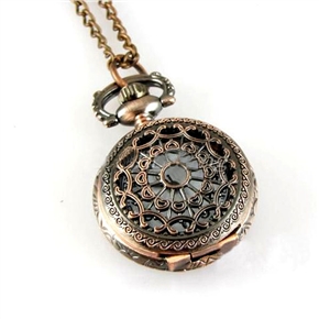 BuySKU57916 Antique Style Flower Design Roman Pocket Watch with Chain