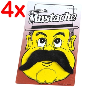 BuySKU61859 Assorted Mustaches for Parties /Costume Balls /Halloween /Performances - 4pcs/pack