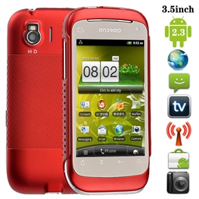 B1000+ Android 2.3 Dual SIM Quad Band 3.5 Inch Touch Screen Smart Phone with WiFi TV Dual-camera Bluetooth FM (Red) 