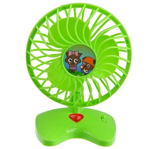 Beautiful and Practical Adjustable Mini Desk Fan with LED Flashlight Switch (Green)