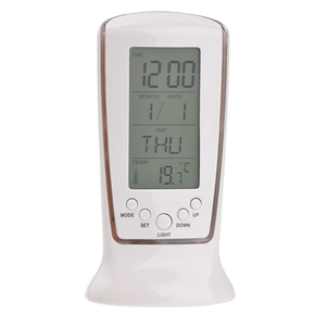 BuySKU62175 Blue LED Clock Music Alarm Calendar Thermometer (White)