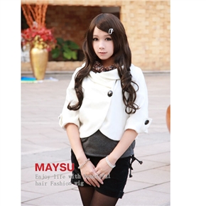 BuySKU62320 Bohemian Style Lady Long Curly Wig Hair with Inclined Bang (Deep Brown)