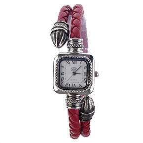 BuySKU57771 Bracelet Design Wrist Watch with Square Dial and Roman Numerals (Red)