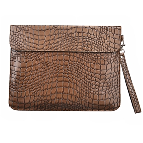 Crocodile Pattern Soft PU Leather Bag Pouch with Magnetic Button & Strap for The new iPad (Brown)