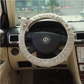 BuySKU59575 Cute Bear Style Car Steering Wheel Skin Cover for Car Steering Wheel (Khaki)