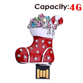 BuySKU60858 Delicate 4GB USB Flash Memory Drive Christmas Boots U Disk Christmas