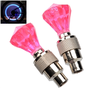 BuySKU65253 Diamond Shaped Style Flash Valve Sealing Cap LED Light for Bicycle Motorcycle Car Tyre (Rosy)