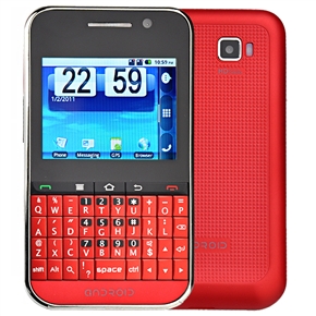 F605 Android 2.3 Dual SIM Quad Band 2.4 Inch Touchscreen QWERTY Keyboard Smart Phone with WiFi TV GPS (Red)