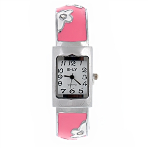 BuySKU57752 Floral Bracelet Style Wrist Watch Metal Watch with Rhinestones (Pink)