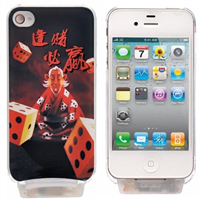 Funny Gambler Pattern LED Light-emitting Crystal Hard Protective Back Case Shell for iPhone 4 /iPhone 4S  