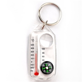 BuySKU58783 High Quality Portable Outdoor Survival Compass with Thermometer Magnifier & Keychain (Transparent)