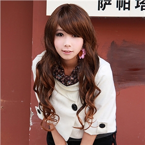 BuySKU62335 Japanese Style Long Curly Wig Hair Curl with Front Bang (Light Brown)