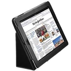 BuySKU64018 Lichee Pattern PU Leather Protective Case Cover with Stand for The new iPad (Black)