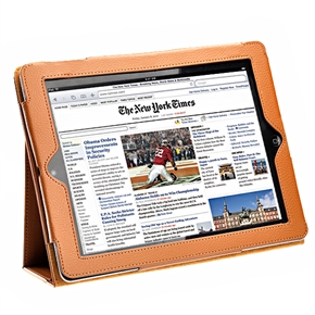 BuySKU63231 Lichee Pattern PU Leather Protective Case Cover with Stand for The new iPad (Khaki)