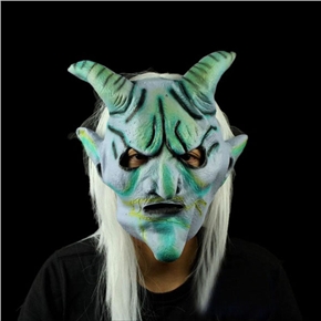 BuySKU61825 Long Hair Blue Face Horn Monster Mask for All Saints' Day /Dress Up Balls