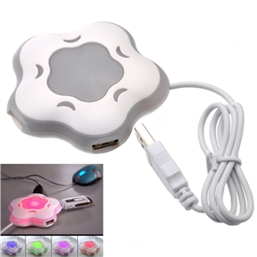 Lovely Starfish Shaped High-speed 4-port USB 2.0 Hub with Color-changing Light for PC Laptop Notebook (White & Grey)