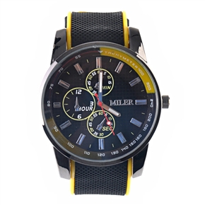 BuySKU57809 MILER Men's Wrist Watch with Silicon Rubber Band (Yellow)