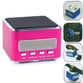 Mini Multifunctional Speaker with Radio & LED Flashlight & TF Card /USB Slot & 3.5 Audio Jack (Pink)