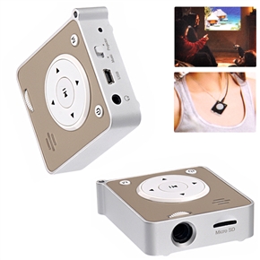 Mini Music Projector Digital Home Projector MP3 Player Projector with Micro SD Card Slot /Earphone Jack (Champagne) 