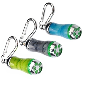Mini Type 5-LED Flashlight Torch with Mountaineering Buckle - 3 pcs/set (Blue & Green & Grey) 