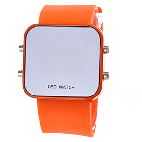 BuySKU58183 Mirror Surface Style Red LED Watch Rubber Wrist Watch (Orange)