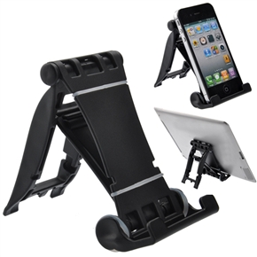 BuySKU66797 Multifunctional Folding Anti-skid Cellphone Holder with Adjustable Back Angle for iPhone iPad (Black)