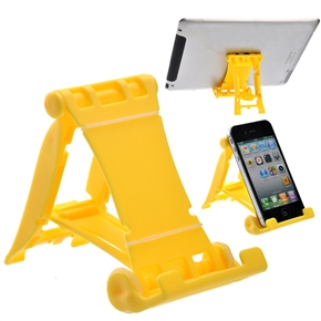 BuySKU66795 Multifunctional Folding Anti-skid Cellphone Holder with Adjustable Back Angle for iPhone iPad (Yellow)