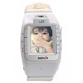 N800 One SIM Quad Band 1.3-inch Touch Screen Watch Cellphone with Silicone Band/Camera /Bluetooth /FM /MP3 /MP4 (White) 