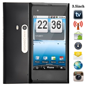 N9+ Android 2.2 Dual SIM Quad Band 3.5-inch Resistive Touchscreen Cell Phone with WiFi TV Dual-camera Bluetooth (Black) 