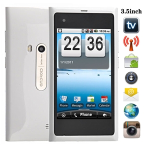 N9+ Android 2.2 Dual SIM Quad Band 3.5-inch Resistive Touchscreen Cell Phone with WiFi TV Dual-camera Bluetooth (White) 