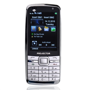 P780 Dual SIM Dual Standby Quad-band Projector Mobile Phone with Double Camera TV WIFI (Silver)