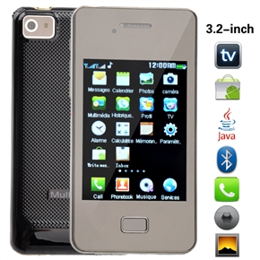 P9100 Dual SIM Quad Band 3.2-inch Resistive Touchscreen Cell Phone with TV Dual-camera Bluetooth Java FM MP3 MP4 (Black)
