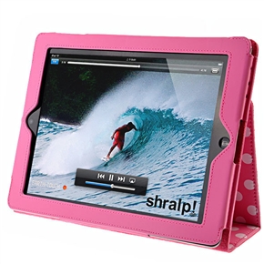 BuySKU65396 Polka Dots Skin Design Folding Leather Cover with Sleep & Wake Function for iPad 2 (Pink)