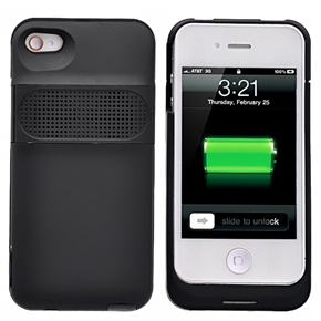 BuySKU64349 Portable 4-in-1 1800mAh External Backup Battery Charger Case with Stereo Speaker & Stand for iPhone 4 /iPhone 4S (Black)