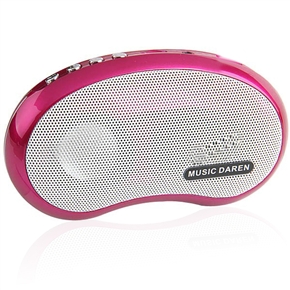 Portable Rechargeable Music Stereo Speaker Amplifier with FM Radio & TF/USB Slots & 3.5mm Audio Jack (Pink & White) 