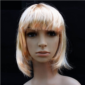 BuySKU61979 Pretty Straight Bang Cosplay Wig Hairpiece - BOBO Head (Rice White)