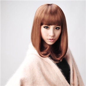 BuySKU62371 Rinka Style Straight Long Wig Hair with Neat Eyebrow Bang (Flaxen)