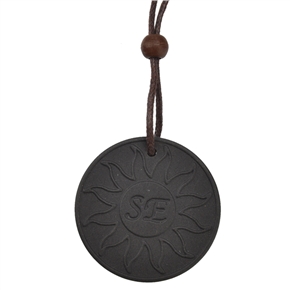 BuySKU64488 Round Lava Rock Quantum Scalar Energy Pendant Necklace with Sun Pattern