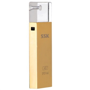SSK SFD166 4GB High-speed USB 2.0 Flash Drive Mini U-disk with Chain (Golden)