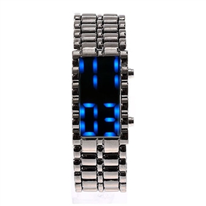 BuySKU58387 Stainless Steel LED Digital Watch for Female with Blue Light Display