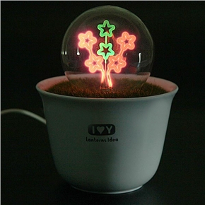 BuySKU61592 Star Shaped Light Bulb in Flowerpot with Grass Shaped Decoration