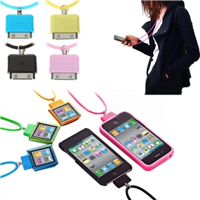 Stylish 40CM Dock Connected Silicone Neck Strap for iPod /iPhone (Yellow)