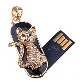 BuySKU60852 Stylish 4GB USB Flash Memory Drive Golden Cat Decoration U Disk Christmas