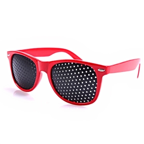 BuySKU67247 Stylish Eyes Care Pinhole Glasses Eyesight Correction Eyeglasses Eyewear with Plastic Frame (Red)