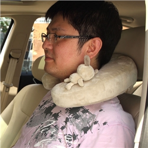 BuySKU59582 T-006D Ultra Soft Steam Velour U Shape Neck Pillow Car Neck Cushion