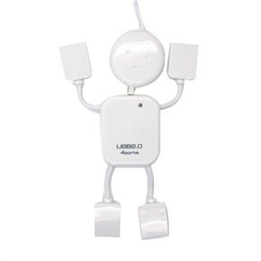 BuySKU55015 USB 2.0 High Speed 4 Ports Hub Adapter with Doll Shape for PC Laptop Notebook (White)