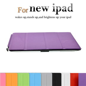 BuySKU67963 Ultra-thin Magnetic Smart PU Protective Case Cover with Sleep/Wake-up Function & Stand for iPad 2 /The new iPad (Purple)