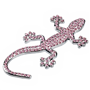 BuySKU64537 Universal Style Metal Wall Lizard Shape Car Sticker Emblem Car Logo with Rhinestones (Pink)